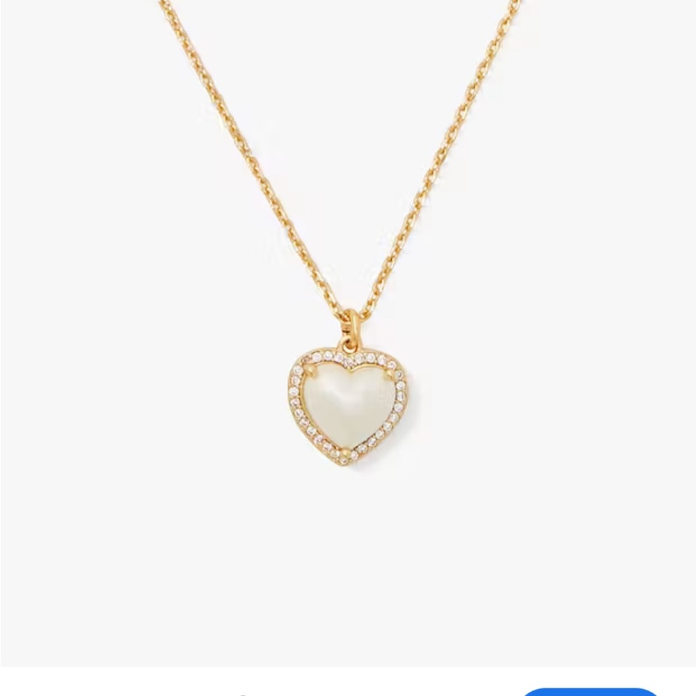 NWT kate spade My Love Pave Faux Pearl Heart Necklace and Earrings in boxes - Picture 3 of 14